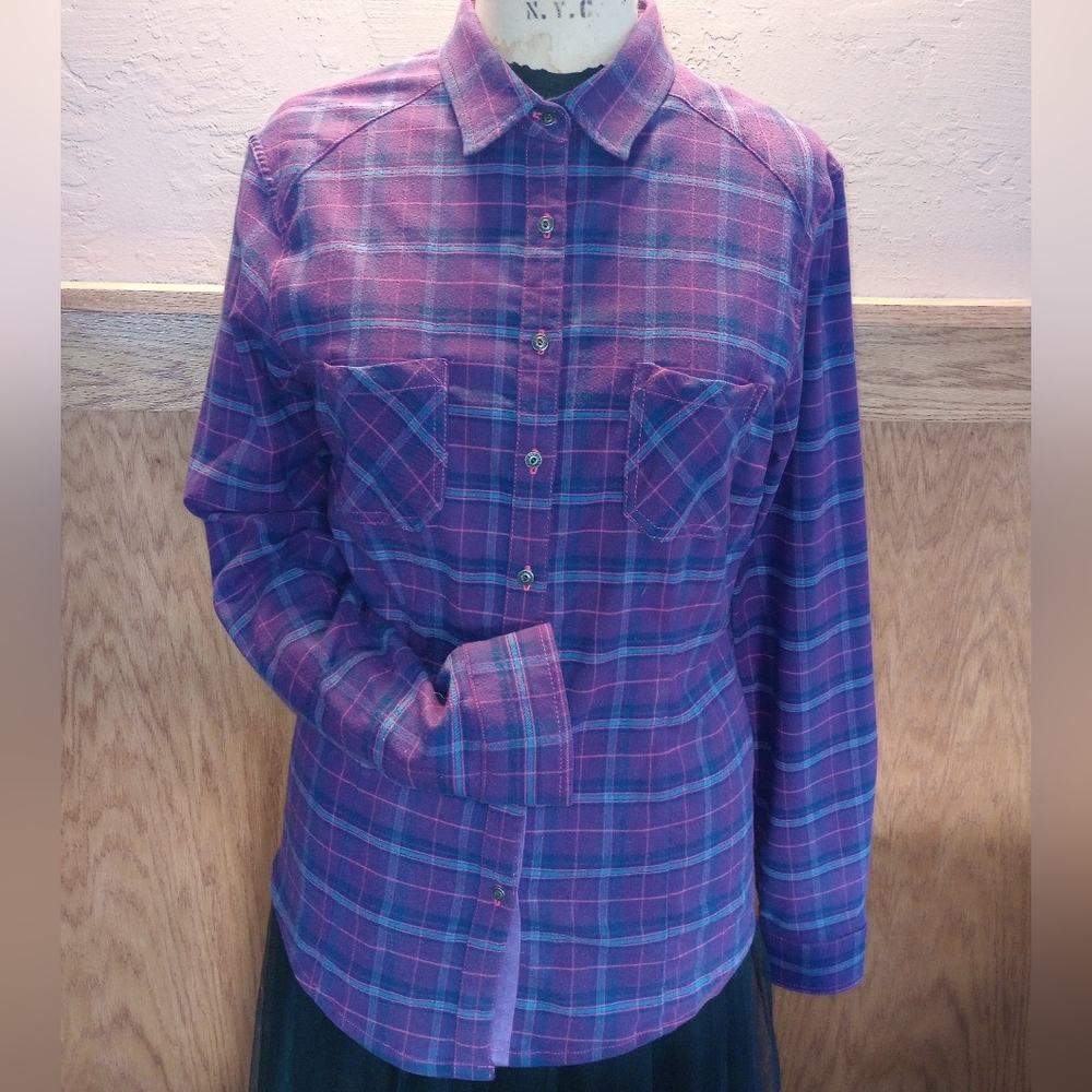 KUHL Women's Purple Plaid Shirt Size Large